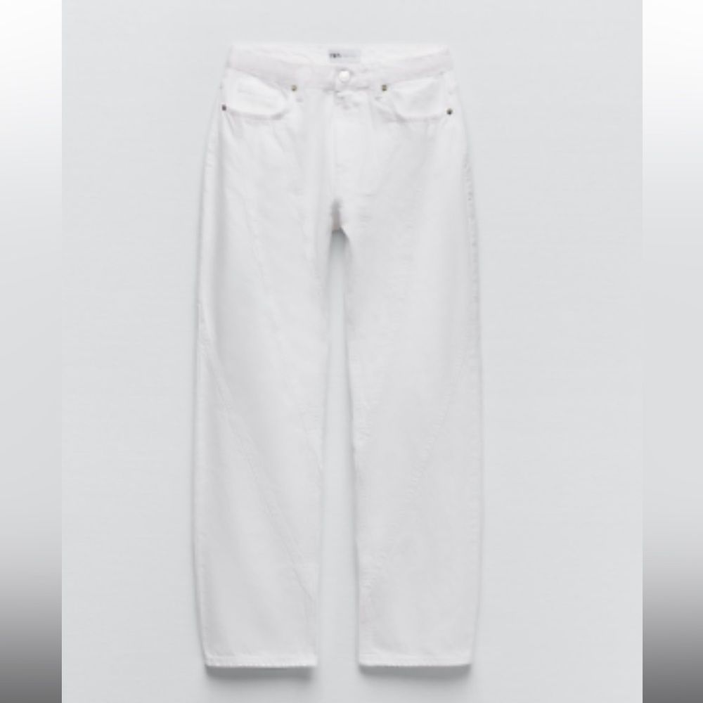NWT ZARA WOMAN HIGH RISE STRAIGHT
LEG JEANS WHITE - Picture 2 of 9